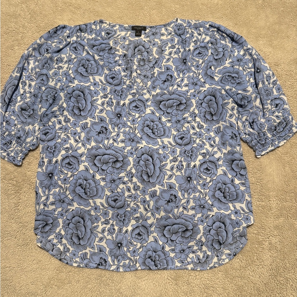 Ann Taylor Blue Floral Blouse